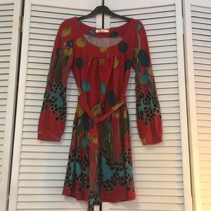 Aryeh Red floral tie-waist dress. Sz S
